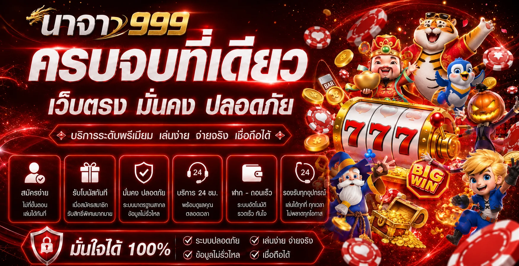 แบนเนอร์นาจา999 เว็บหลักพร้อมตัวละคร PG Soft