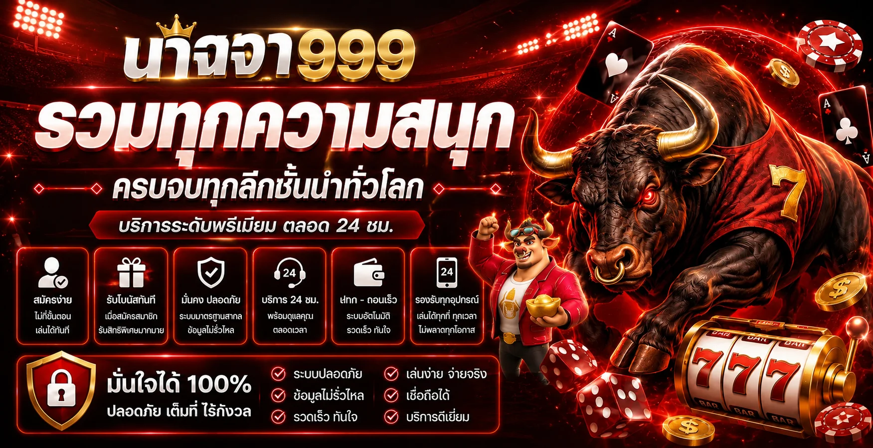 แบนเนอร์นาจา999 ผลบอลสดพร้อมตัวละคร PG Soft